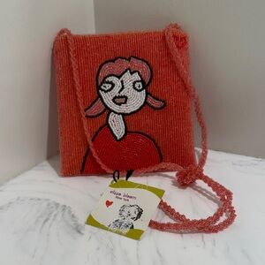 NWT Elissa Bloom hand-crafted beaded handbag with a whimsical art design.